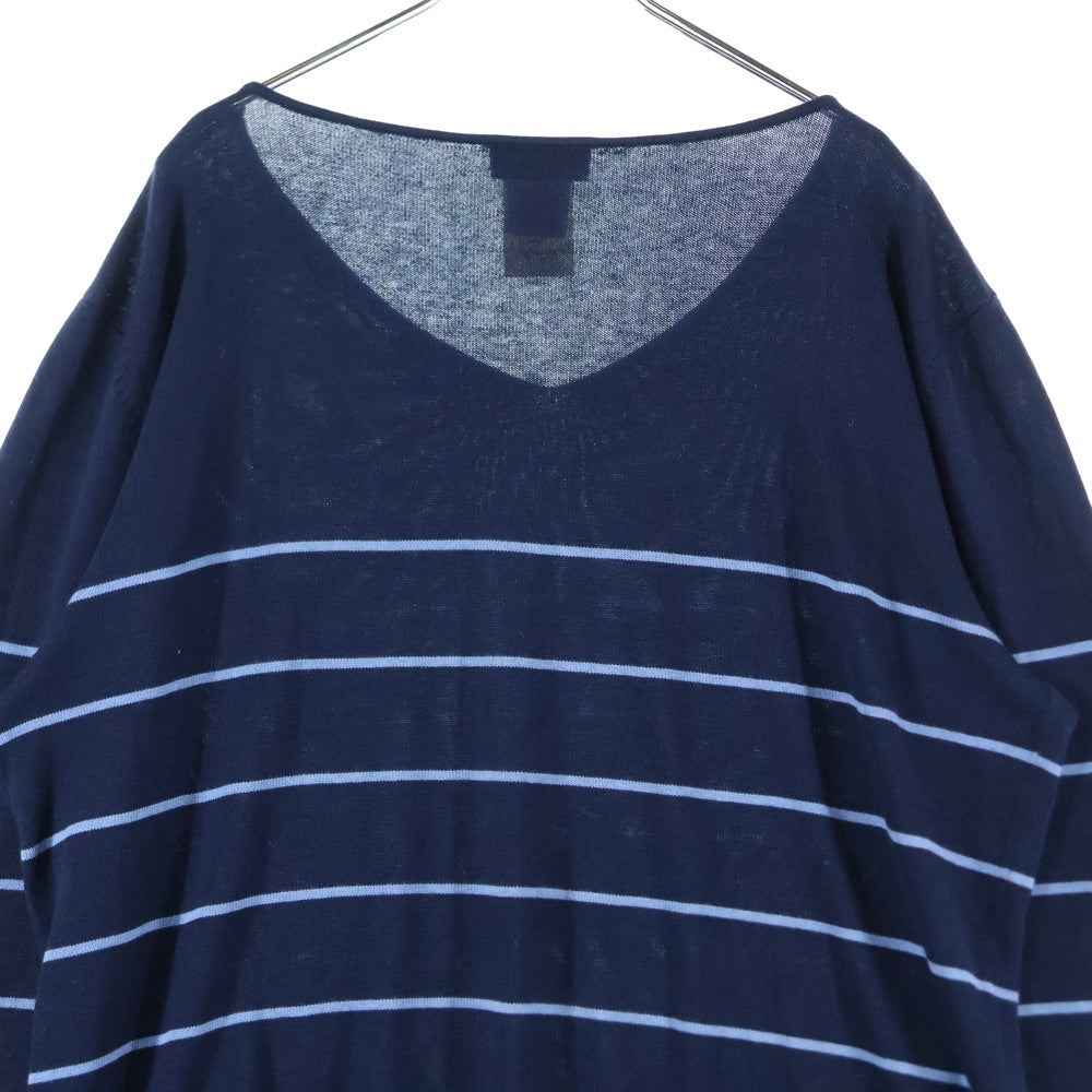 agnes b. homme(アニエスベーオム) ボーダー ニットセーター シルク コットン ネイビー