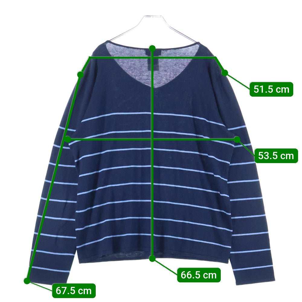 agnes b. homme(アニエスベーオム) ボーダー ニットセーター シルク コットン ネイビー