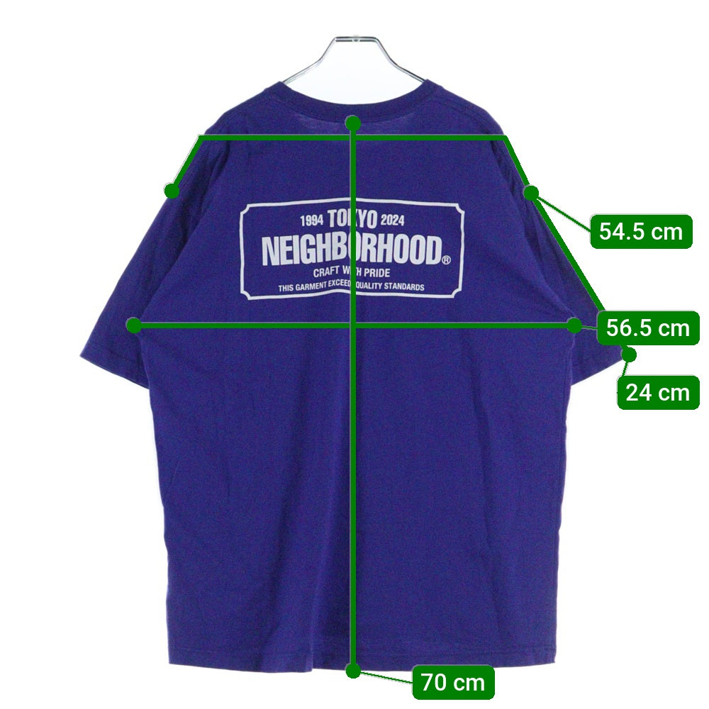 NEIGHBORHOOD(ネイバーフッド) バックロゴプリント クルーネック コットン 半袖Tシャツ カットソー パープル