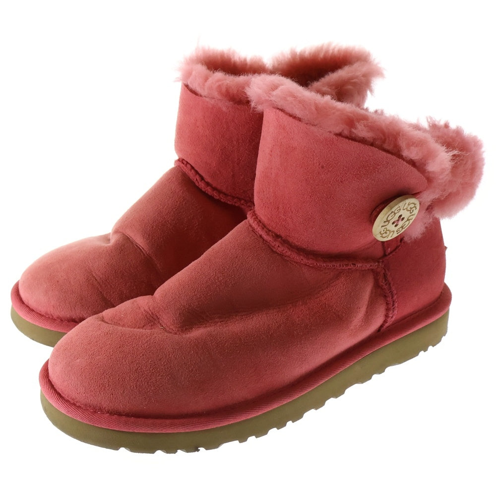 UGG(アグ) ボタン ショート ムートンブーツ ピンク US7/24.0cm 3352