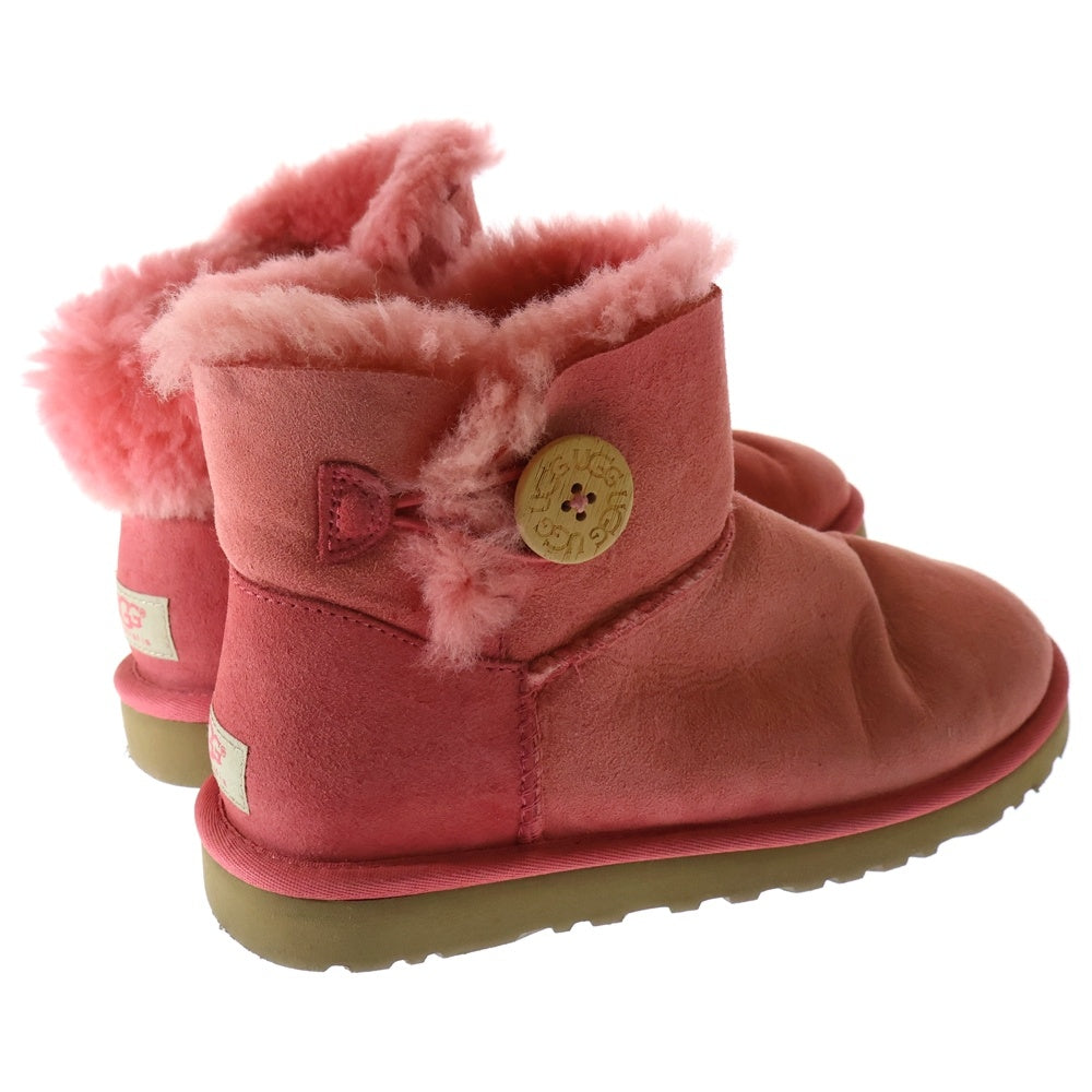 UGG(アグ) ボタン ショート ムートンブーツ ピンク US7/24.0cm 3352