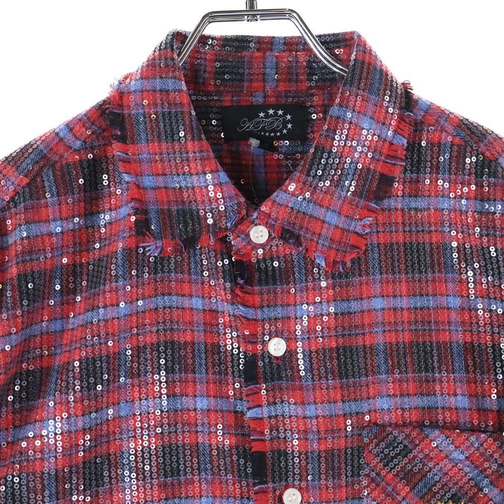 AFB(エーエフビー) Spangle Shirts スパンコール長袖シャツ レッド