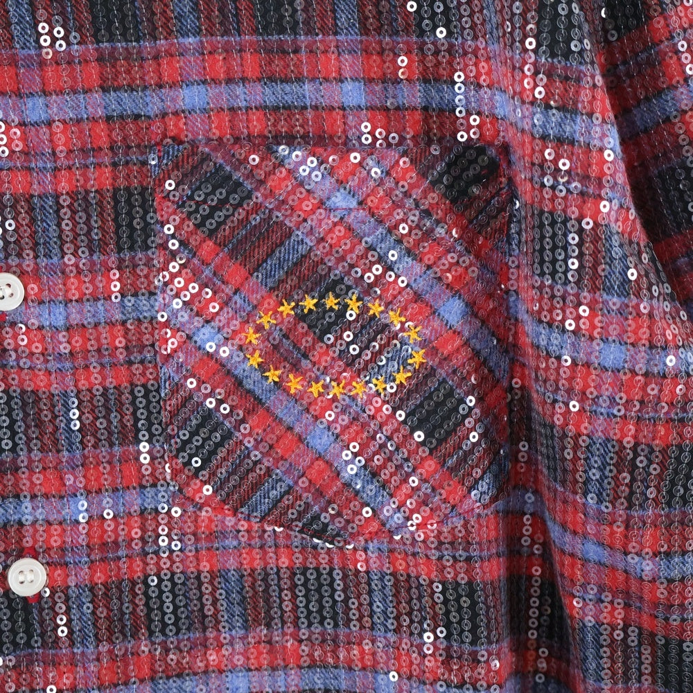 AFB(エーエフビー) Spangle Shirts スパンコール長袖シャツ レッド