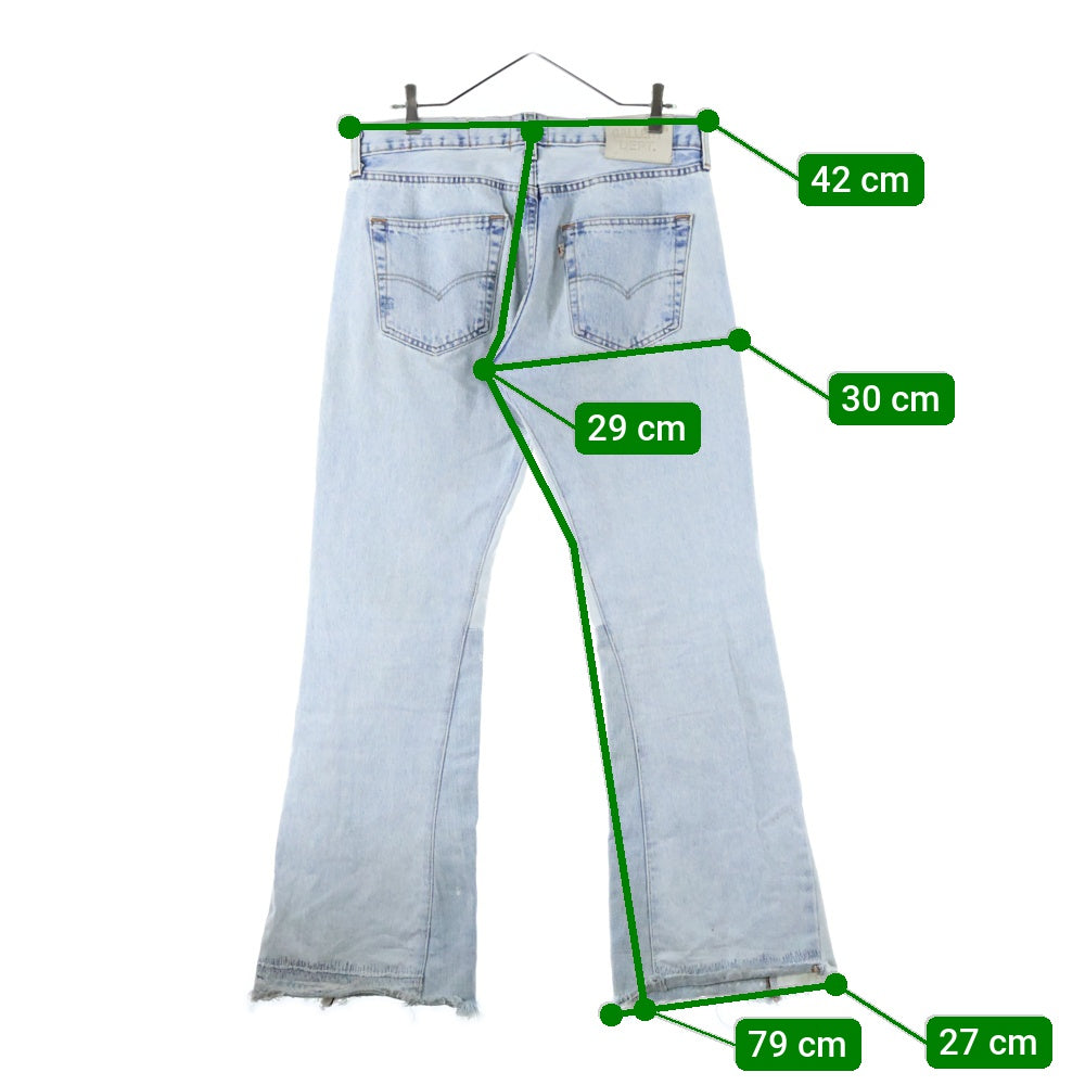 GALLERY DEPT.(ギャラリーデプト) 90210 La Flare Jeans ラ フレア 再構築デニムボタンフライ ダメージ加工フレアロングデニムパンツ インディゴブルー