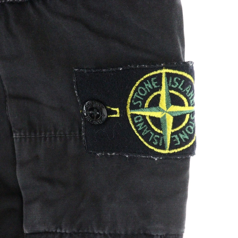 STONE ISLAND(ストーンアイランド) ガーメントダイ ロゴパッチ ジップフライ コットン カーゴパンツ ブラック 1015303WA