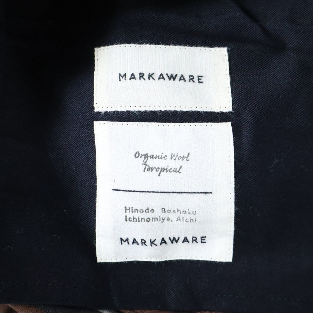 MARKAWARE(マーカウェア) FRONT PLEATS PEGTOP ORGANIC WOOL TROPICAL スラックスパンツ ブラウン A20A-04PT01C