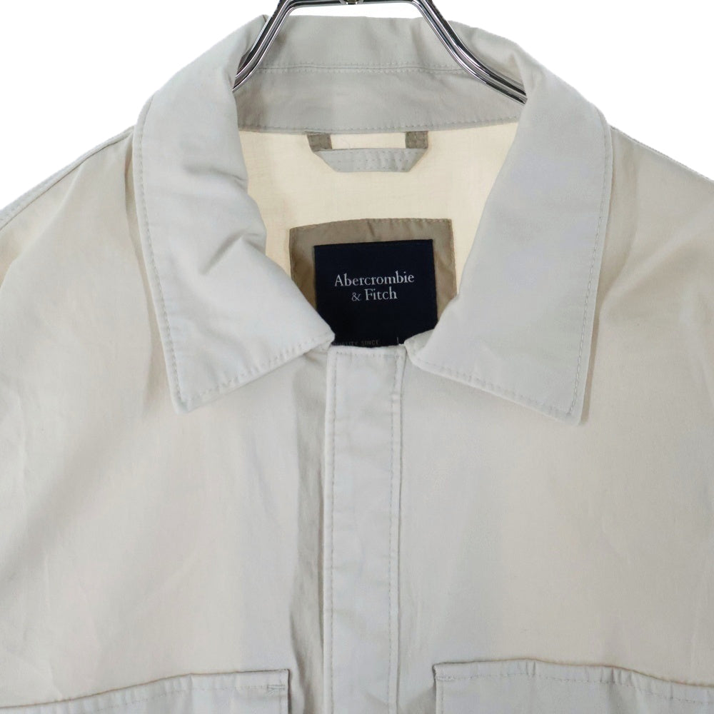 Abercrombie&Fitch(アバクロンビーアンドフィッチ) フロントボタン 2ポケット コットン 長袖シャツ ロングスリーブ アイボリー