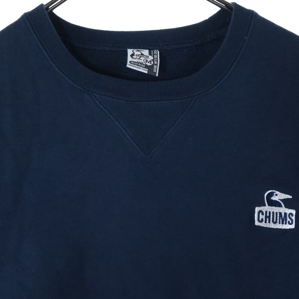 NO BRAND(ノーブランド) CHUMS ロゴ刺繍 クルーネック 長袖スウェット トレーナー ネイビー
