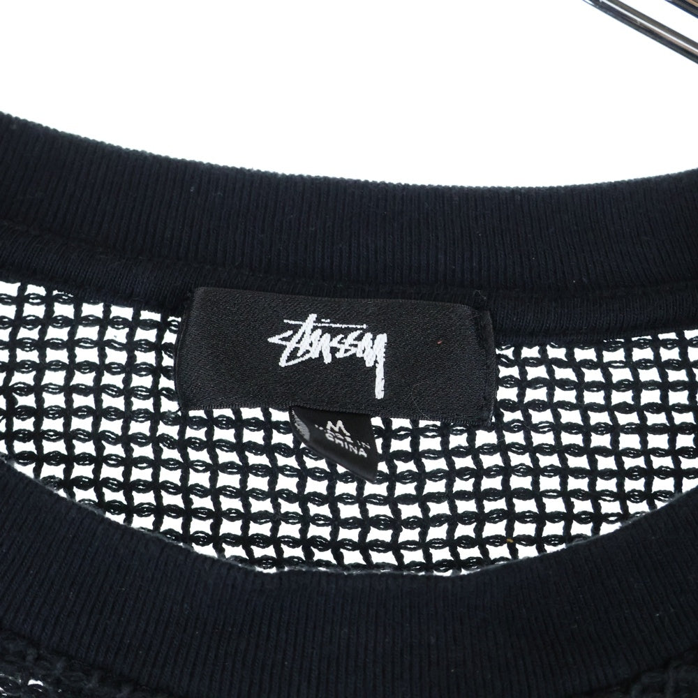 STUSSY(ステューシー) Cotton Mesh Tee メッシュ クルーネック Tシャツ 半袖カットソー ブラック
