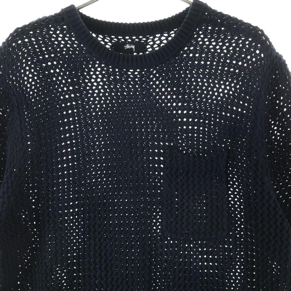 STUSSY(ステューシー) Odyed Mesh Tee メッシュ クルーネック Tシャツ 半袖カットソー ブラック