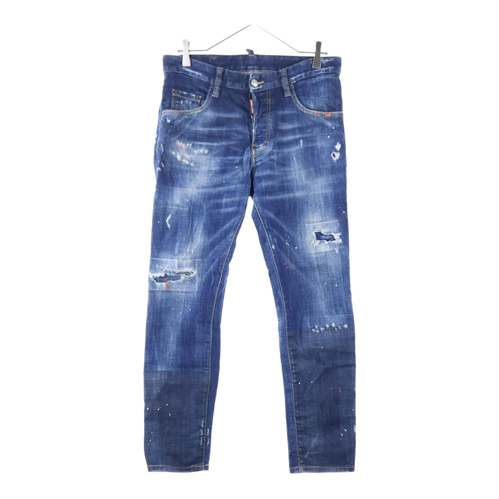 DSQUARED2(ディースクエアード) 20SS Skater Jean ダメージ加工 スリムフィット ストレッチデニムパンツ ジーンズ インディゴ S74LB0686 S30342