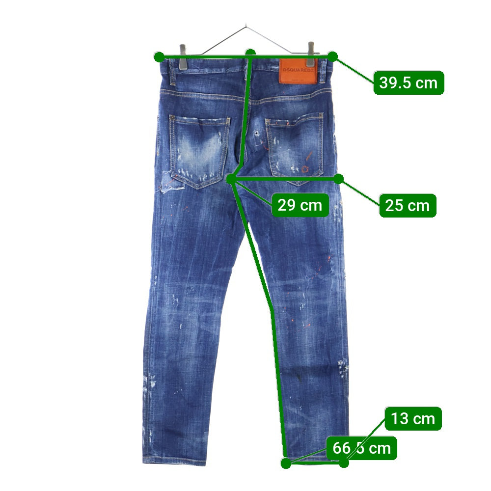 DSQUARED2(ディースクエアード) 20SS Skater Jean ダメージ加工 スリムフィット ストレッチデニムパンツ ジーンズ インディゴ S74LB0686 S30342