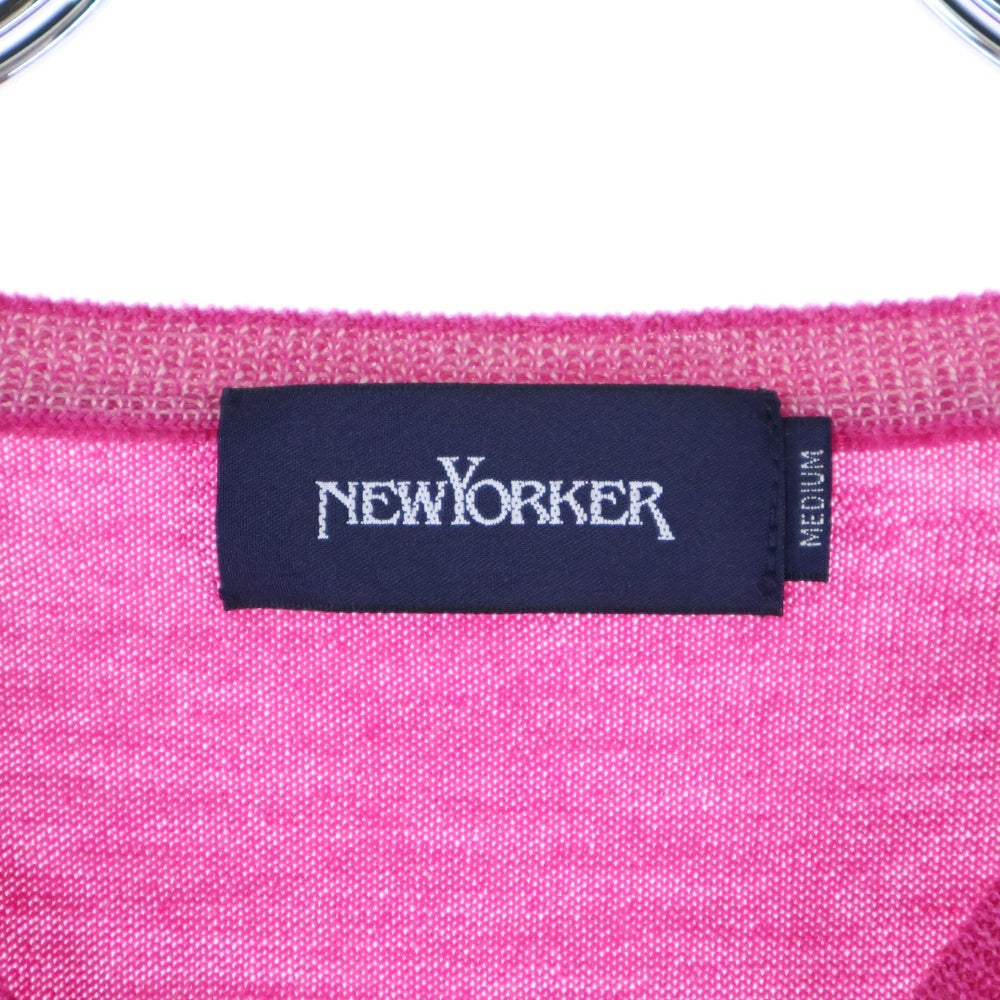 NEWYORKER(ニューヨーカー) Vネック ウール長袖カーディガン ピンク 11-51-9520