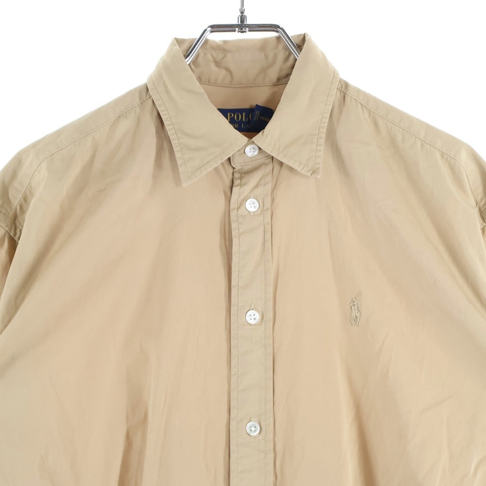 POLO RALPH LAUREN(ポロラルフローレン) ポロ刺繍 ベルベット シャツワンピース ベージュ