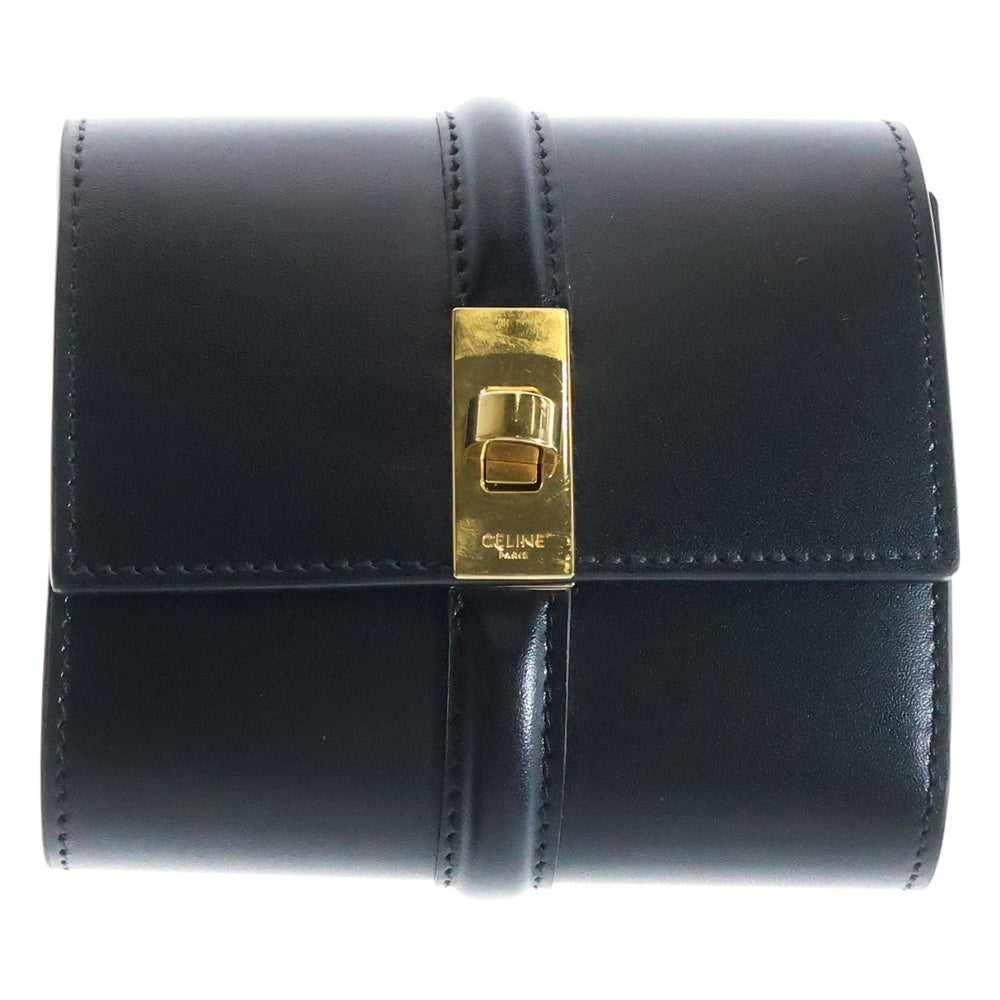 CELINE(セリーヌ) スモール トリフォールドウォレット 16セーズ 3つ折り財布 ブラック 10F523CQ7