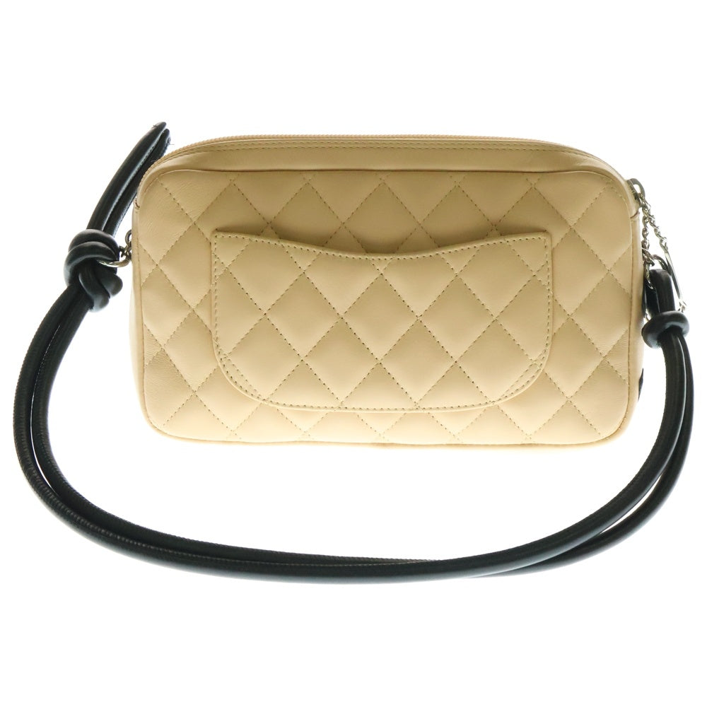 CHANEL(シャネル) カンボンライン ワンショルダーバッグ ベージュ/ブラック ラムスキン SV金具