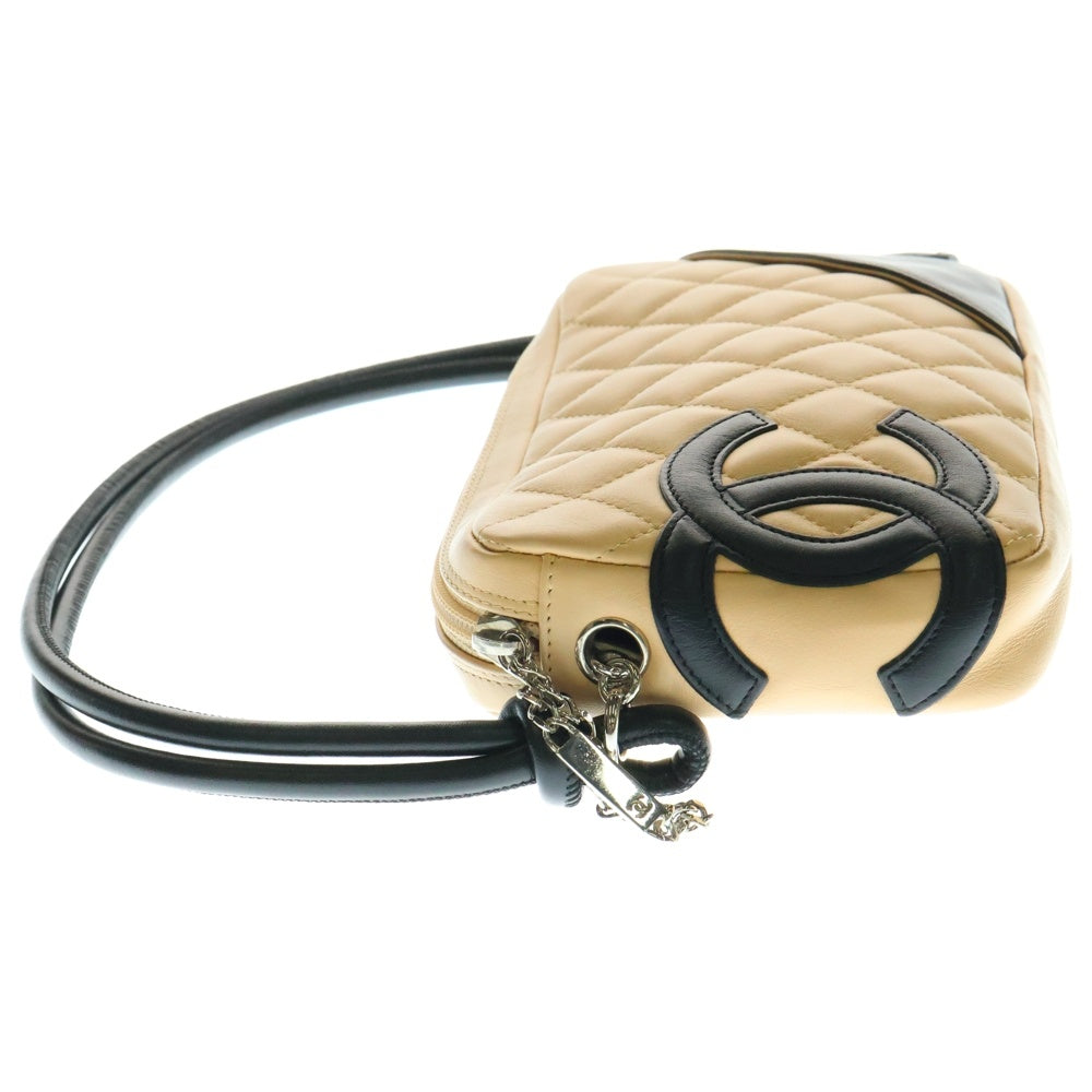 CHANEL(シャネル) カンボンライン ワンショルダーバッグ ベージュ/ブラック ラムスキン SV金具