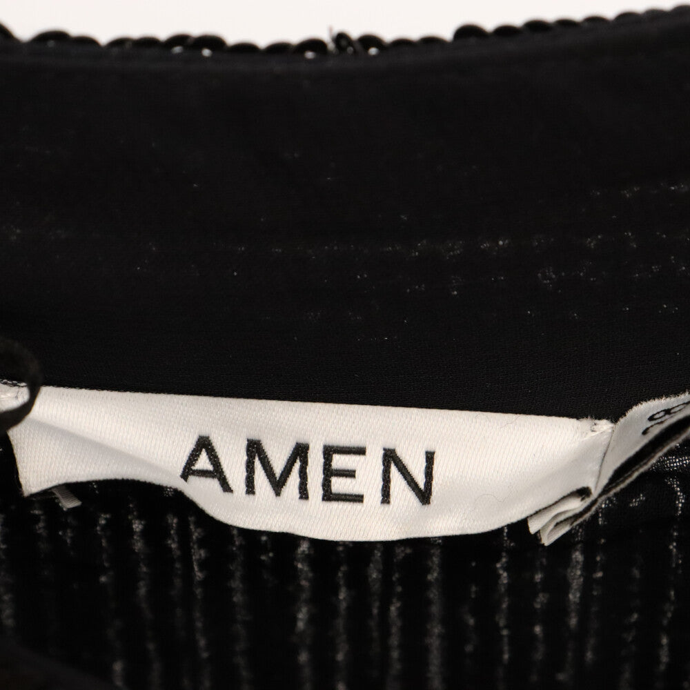 AMEN(アーメン) クリスタル装飾 フリンジ ミニスカート ブラック レディース AMW19313