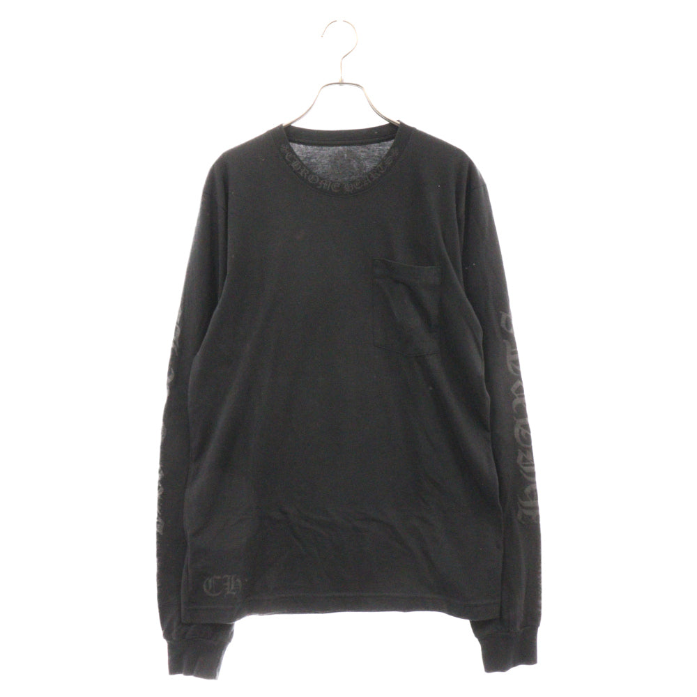 CHROME HEARTS(クロムハーツ) Neck Logo L/S TEE ネックロゴ ホースシュー プリント 長袖Tシャツ カットソー ブラック