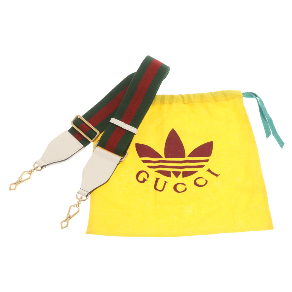 GUCCI(グッチ) ×adidas アディダス ロゴ ホースビット レザーショルダーバッグ ホワイト/ブラック 658574