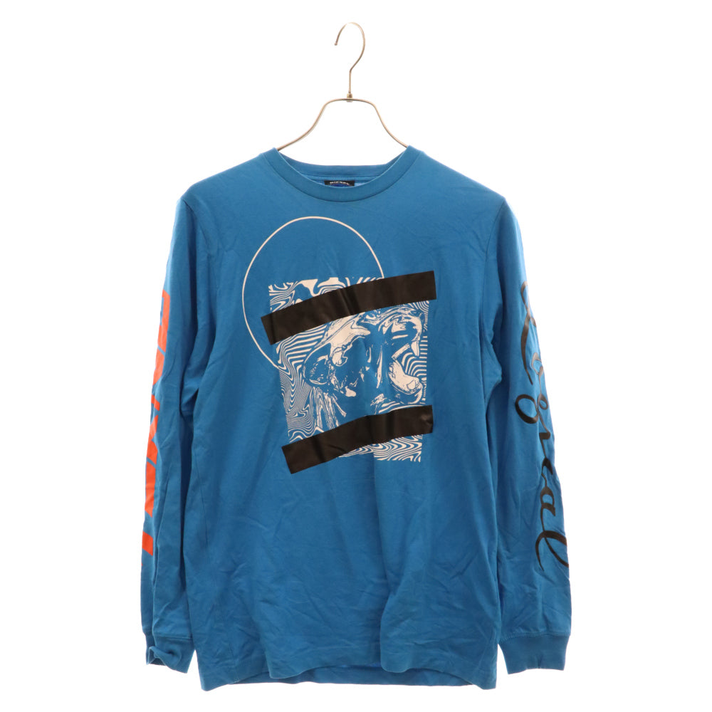 DIESEL(ディーゼル) TEKNO プリント クルーネック 長袖Tシャツ カットソー ブルー T-JUST-LS-WC