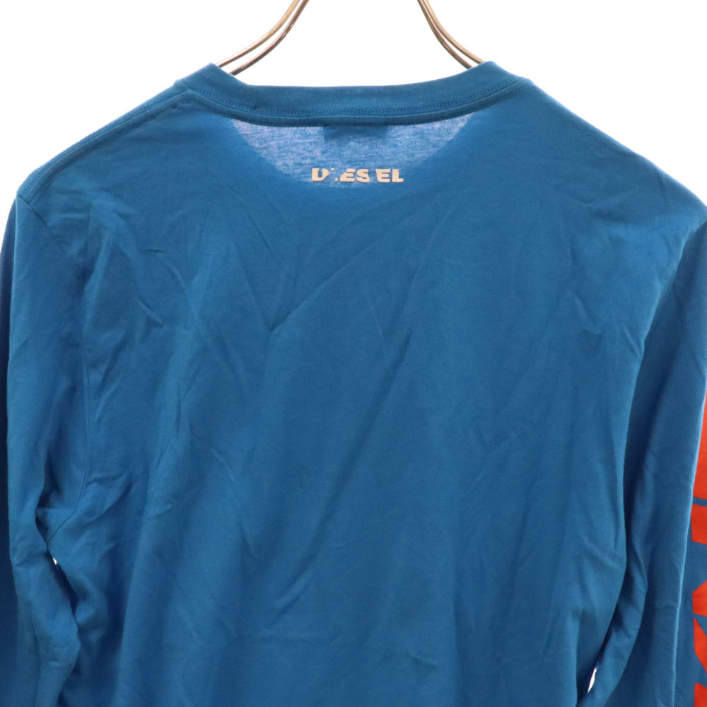DIESEL(ディーゼル) TEKNO プリント クルーネック 長袖Tシャツ カットソー ブルー T-JUST-LS-WC