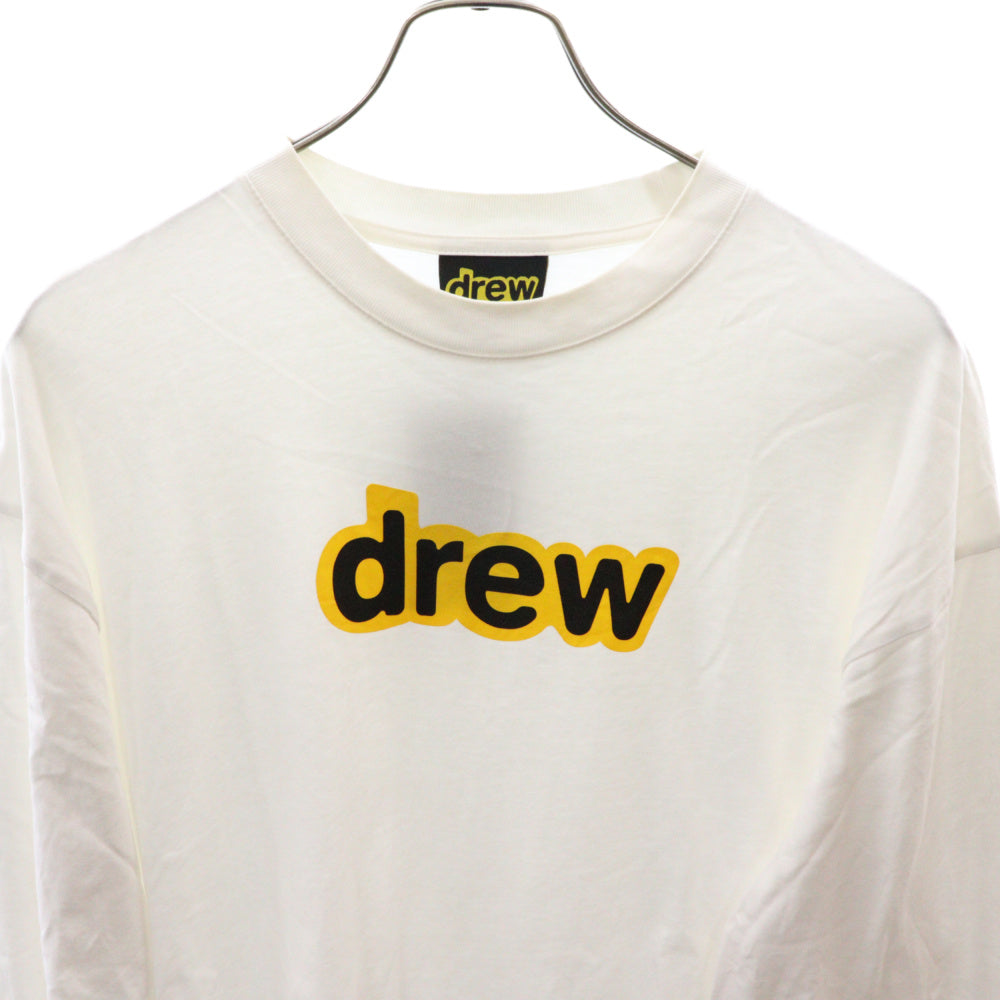 drew house(ドリューハウス) フロントロゴ 長袖Tシャツ ホワイト