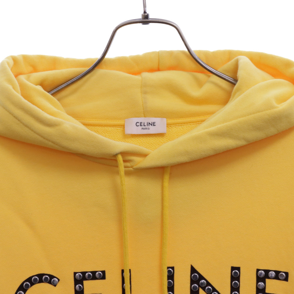 CELINE(セリーヌ) 22SS STUDS LOGO HOODIE スタッズロゴ プルオーバー スウェット パーカー フーディ イエロー 2Y695670Q