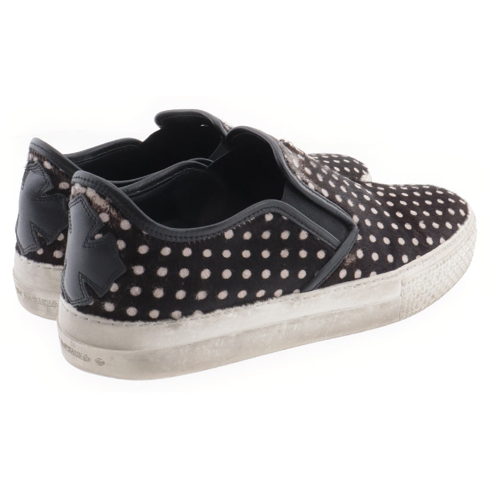 CHROME HEARTS(クロムハーツ) SLIP ON BLK CALF ドット柄 スリッポン CHプラスレザーパッチダガー付レザー ローカット スニーカー ブラック