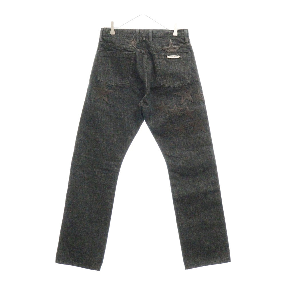 CHROME HEARTS(クロムハーツ) JEAN SL FLEURKNEE フレアニー スターパッチ ブラックデニム パンツ ブラック