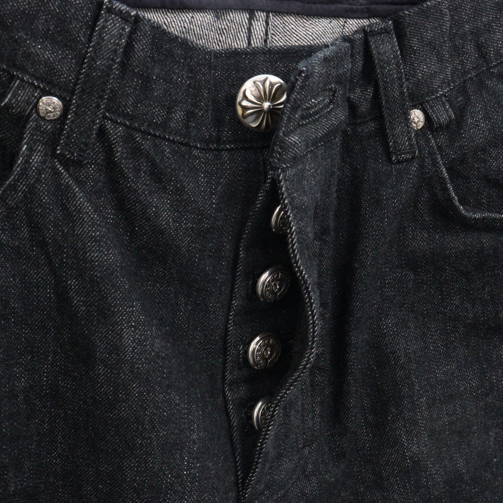 CHROME HEARTS(クロムハーツ) JEAN SL FLEURKNEE フレアニー スターパッチ ブラックデニム パンツ ブラック