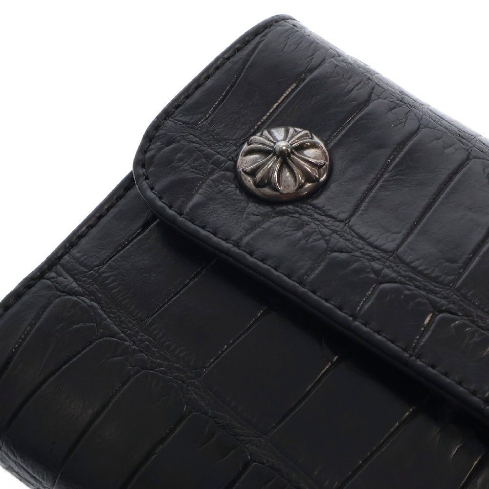 CHROME HEARTS(クロムハーツ) WAVE ALLIGATOR ウェーブ クロスボタン レザー ウォレット ブラック ※国内ギャラ付き