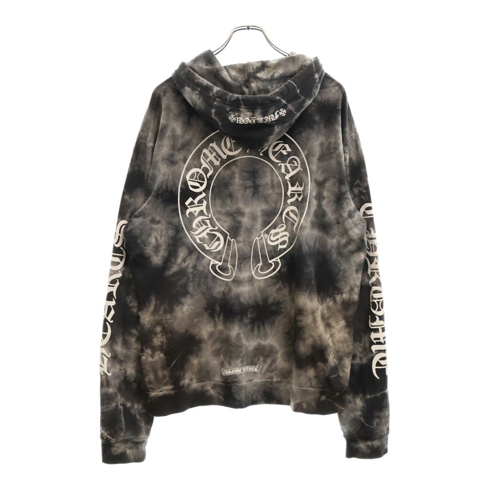 CHROME HEARTS(クロムハーツ) SWTSHRT PLVR タイダイ染めバックホースシュープルオーバーパーカー ブラック