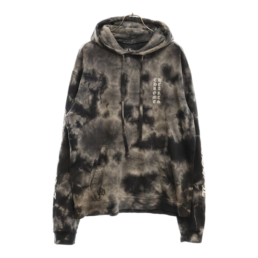 CHROME HEARTS(クロムハーツ) SWTSHRT PLVR タイダイ染めバックホースシュープルオーバーパーカー ブラック