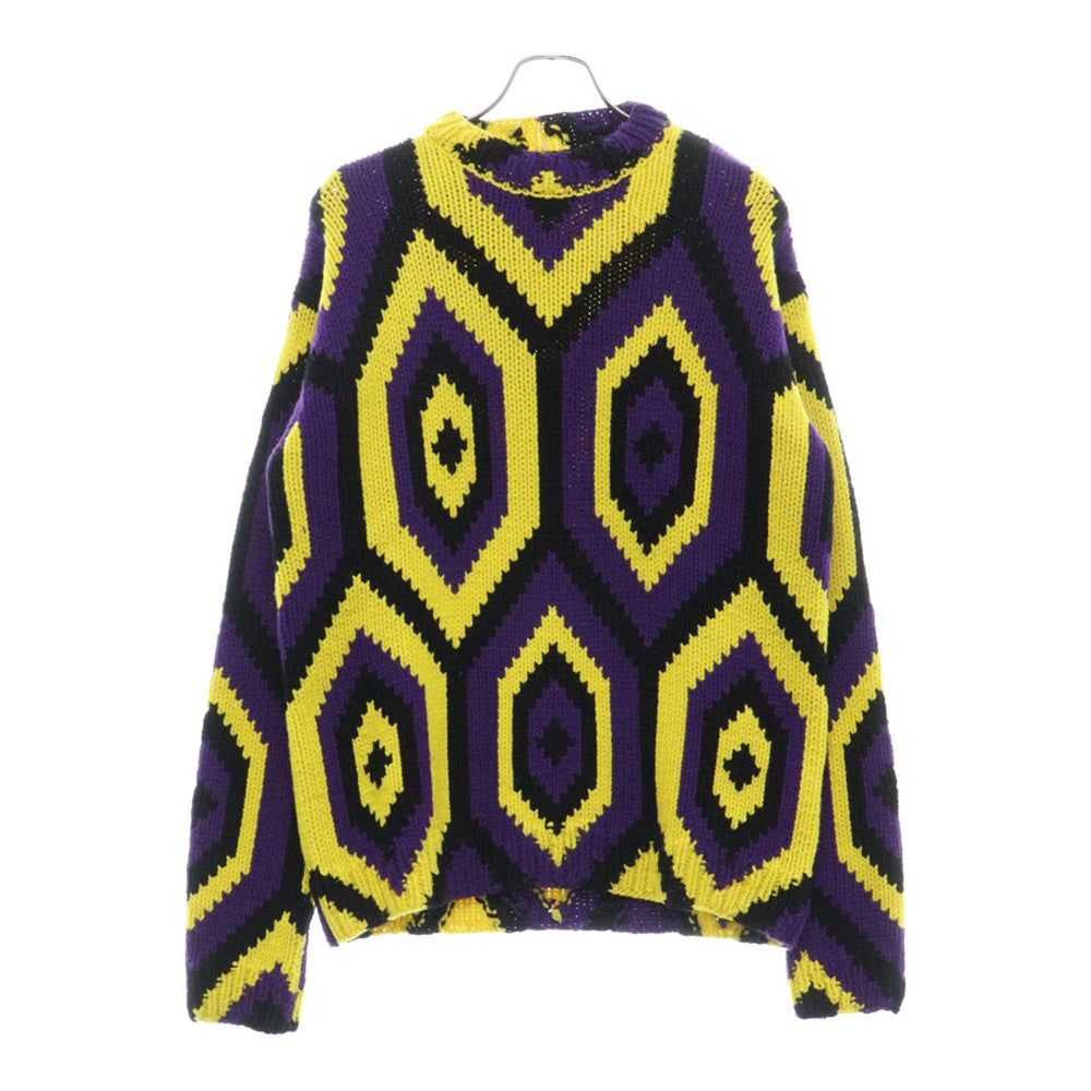 PRADA(プラダ) 22AW Cashmere Mix Knit Sweater カシミヤ混 クルーネック ニット セーター パープル/イエロー