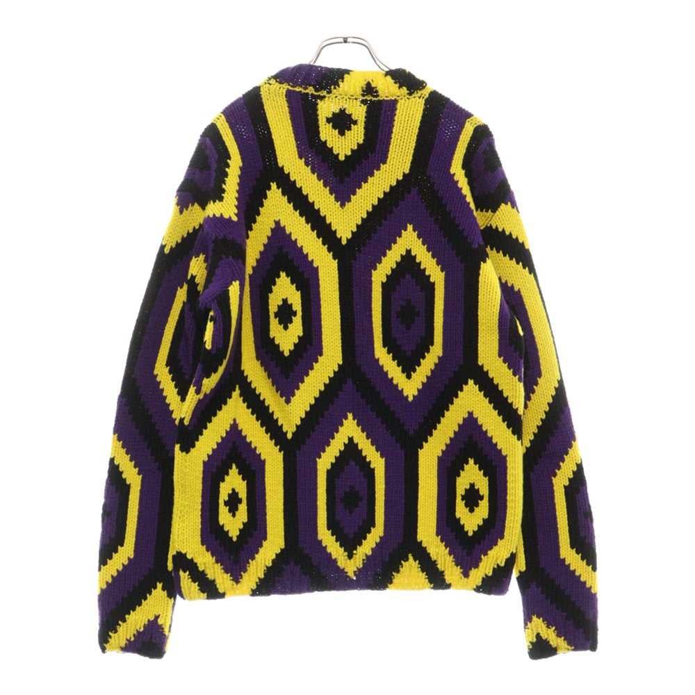 PRADA(プラダ) 22AW Cashmere Mix Knit Sweater カシミヤ混 クルーネック ニット セーター パープル/イエロー