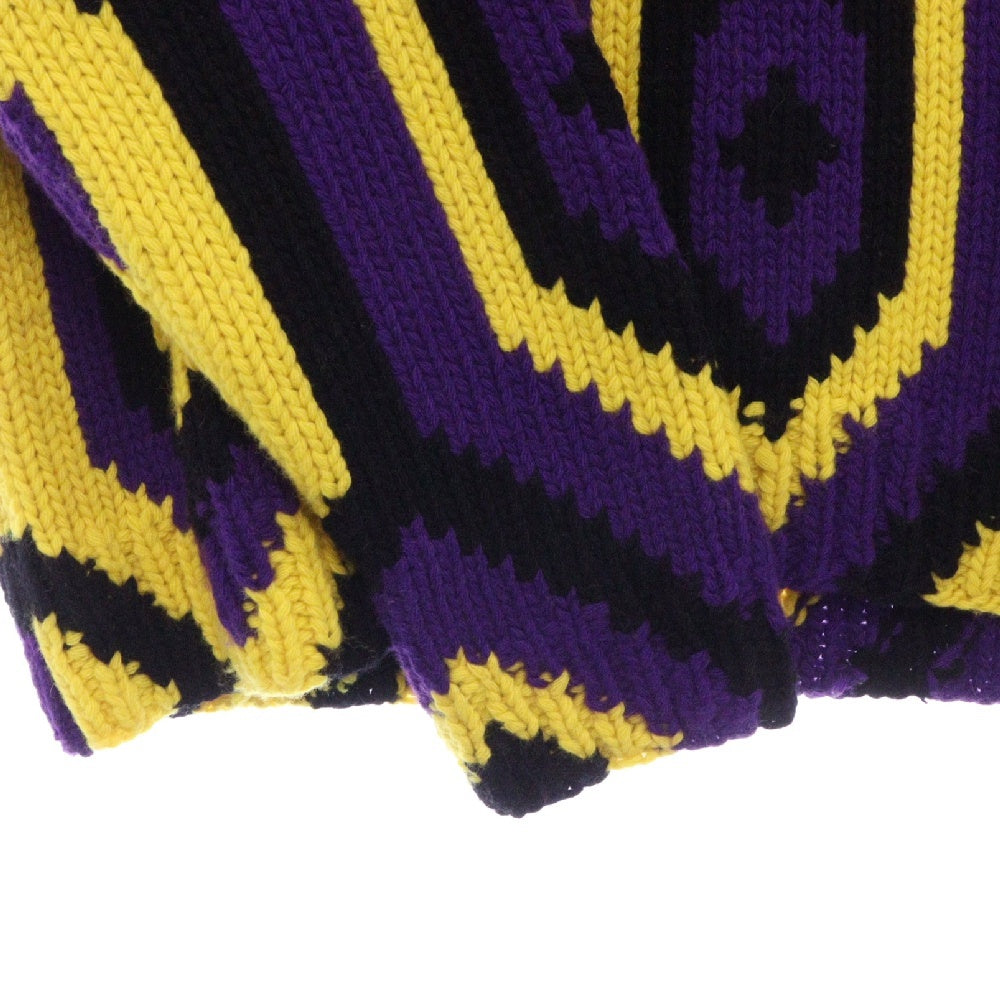 PRADA(プラダ) 22AW Cashmere Mix Knit Sweater カシミヤ混 クルーネック ニット セーター パープル/イエロー