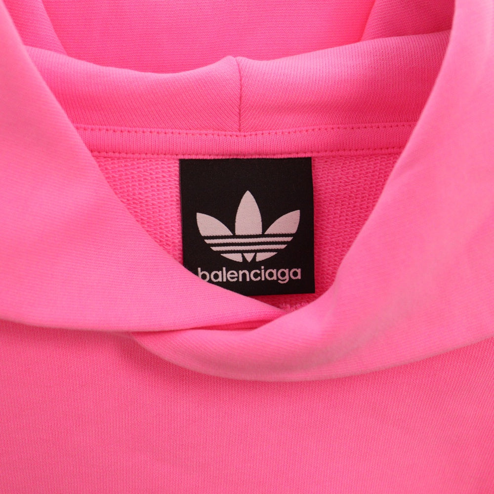 BALENCIAGA(バレンシアガ) 22AW ×adidas Hoodie Large Fit アディダス ラージフィット ロゴプリントプルオーバースウェットパーカー 729322 TNVN2 ピンク