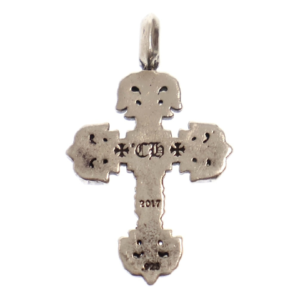 CHROME HEARTS(クロムハーツ) CHARM FILIGREE TINY P DMND タイニーフィリグリークロス PAVEダイヤ チャーム シルバーネックレストップ