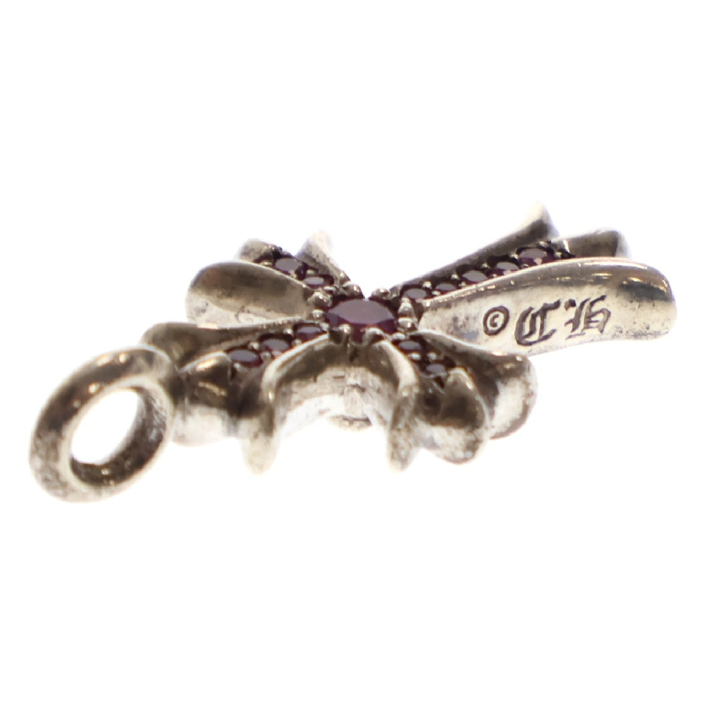 CHROME HEARTS(クロムハーツ) TNY CRSF P P/SAP タイニーファットクロス パヴェピンクサファイア ペンダント シルバーネックレストップ