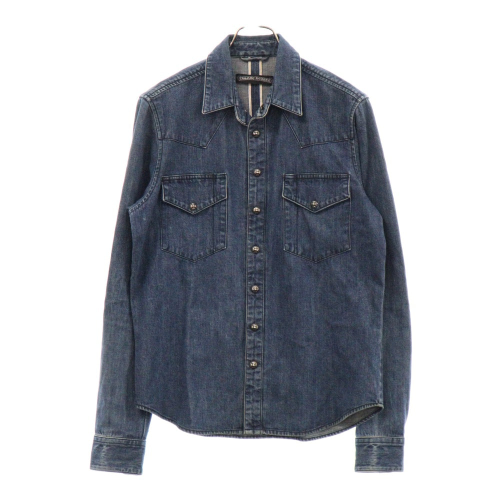 CHROME HEARTS(クロムハーツ) DENIM WESTERN クロスボールボタン デニムウエスタンシャツ 長袖シャツ インディゴ ※国内ギャラ付き