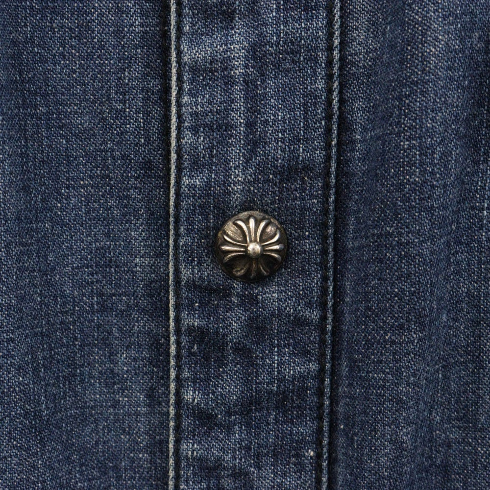CHROME HEARTS(クロムハーツ) DENIM WESTERN クロスボールボタン デニムウエスタンシャツ 長袖シャツ インディゴ ※国内ギャラ付き