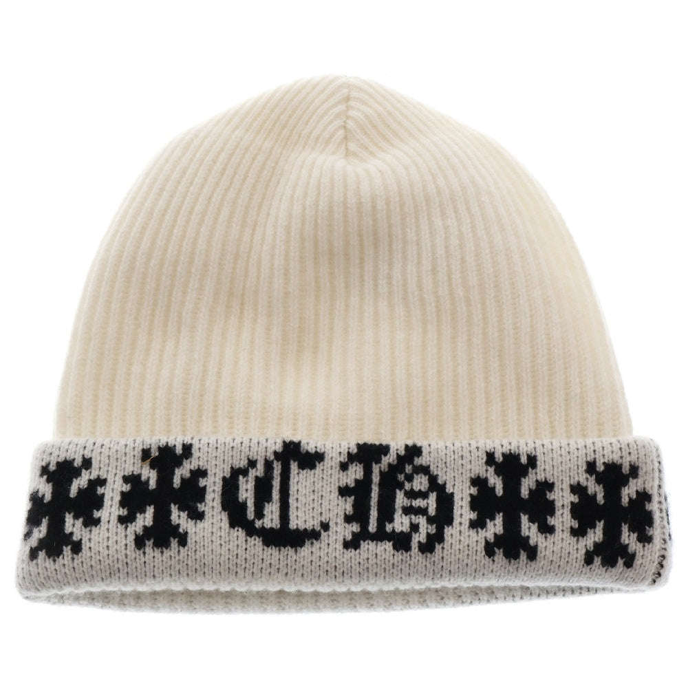 CHROME HEARTS(クロムハーツ) BIG DADDY ビッグダディ スターボール付きカシミヤニットビーニー ニットキャップ 帽子 ホワイト