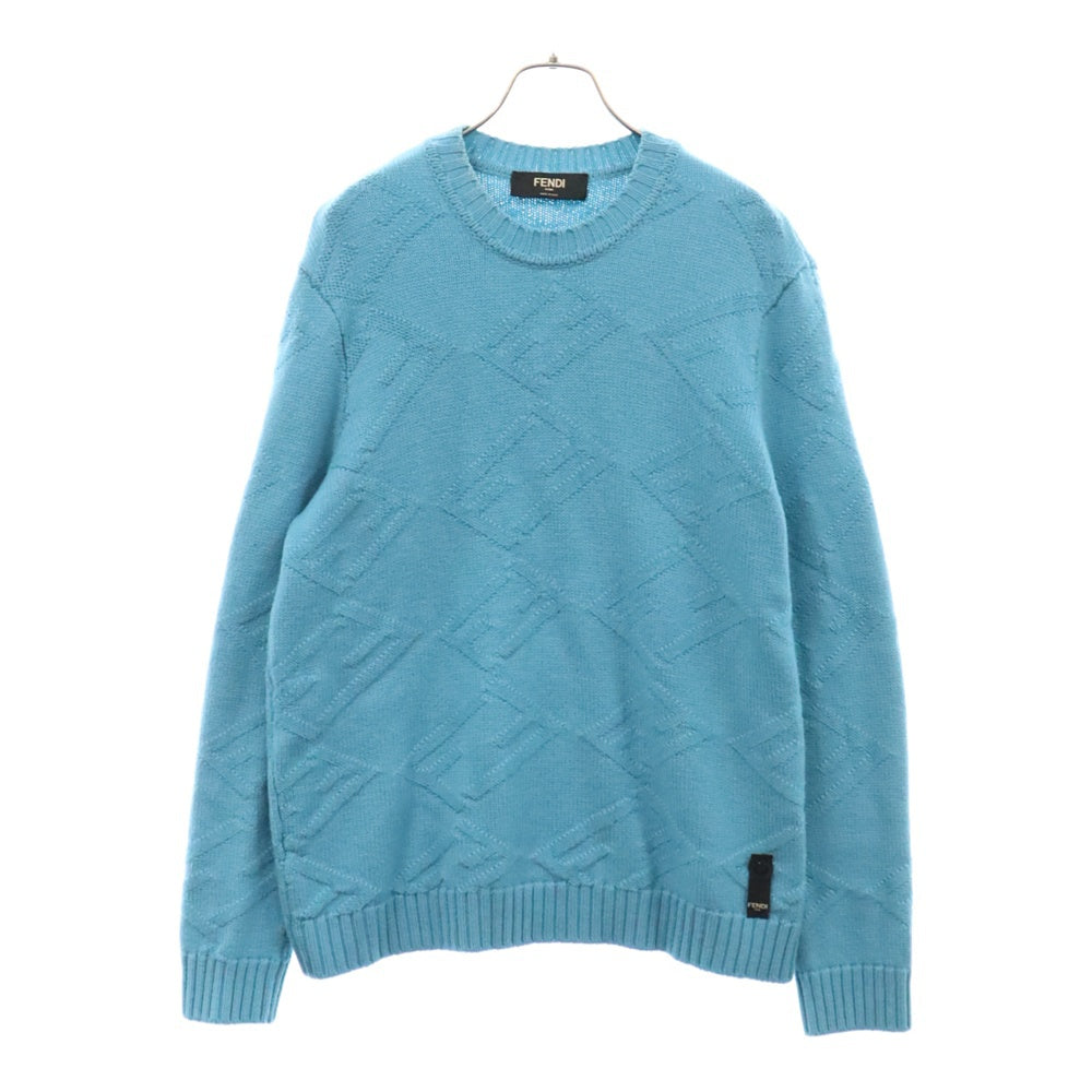 FENDI(フェンディ) ズッカ柄 クルーネックニットセーター ブルー FZX127 AM61