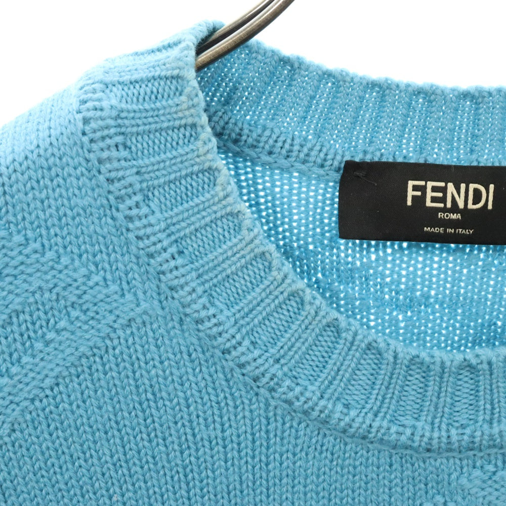 FENDI(フェンディ) ズッカ柄 クルーネックニットセーター ブルー FZX127 AM61