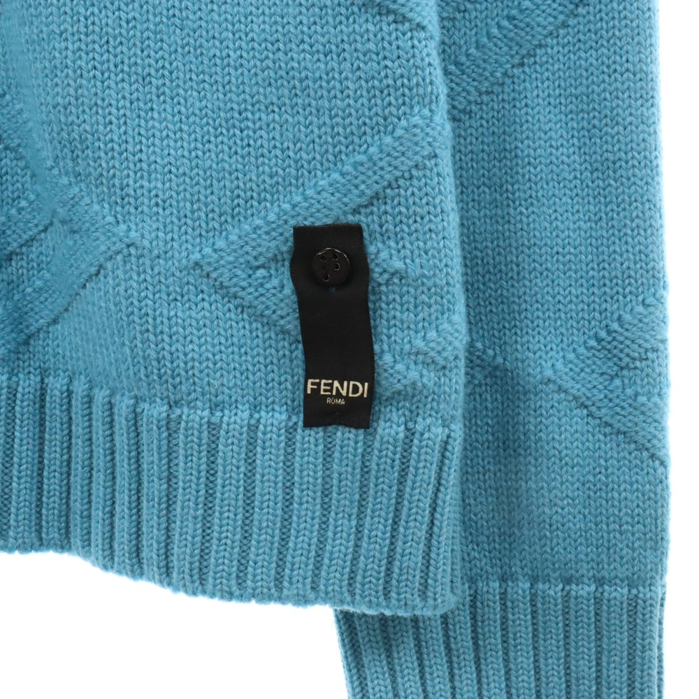 FENDI(フェンディ) ズッカ柄 クルーネックニットセーター ブルー FZX127 AM61