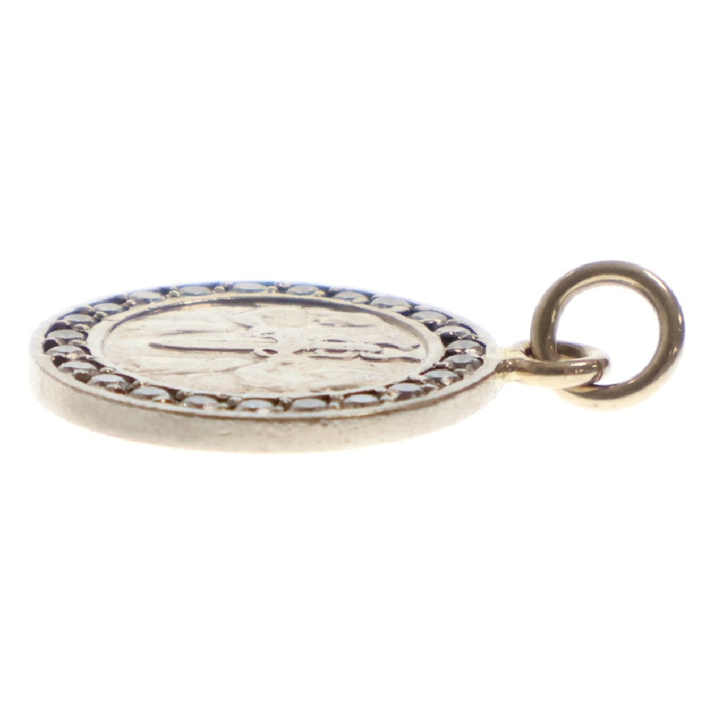 CHROME HEARTS(クロムハーツ) 18K CHRM ANGL MDL P/D/エンジェルメダルチャーム PAVEダイヤ/ホワイトゴールドネックレストップ