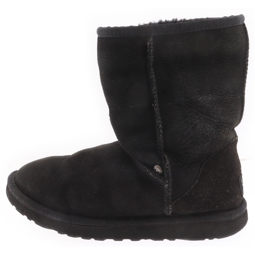 CHROME HEARTS(クロムハーツ) ×UGG アグ スモールCHクロス装飾 ムートン レザーブーツ ブラック