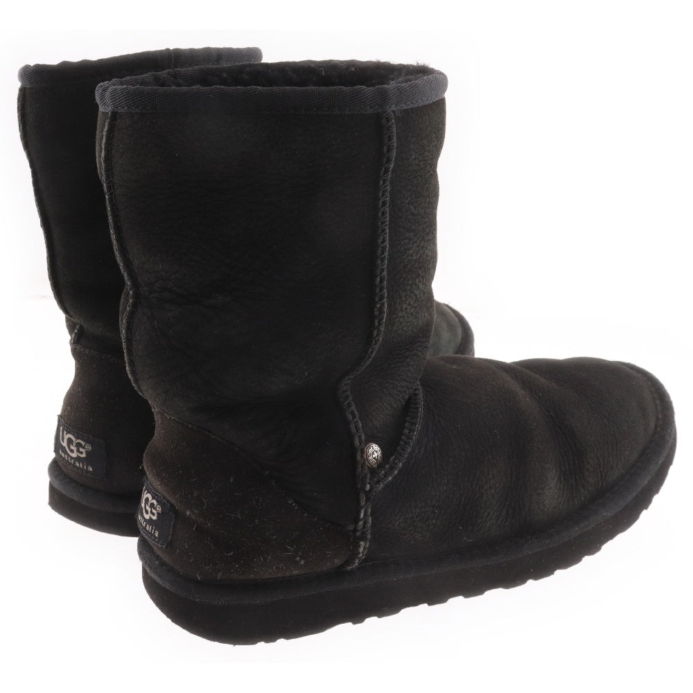 CHROME HEARTS(クロムハーツ) ×UGG アグ スモールCHクロス装飾 ムートン レザーブーツ ブラック