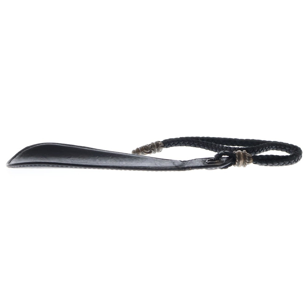 CHROME HEARTS(クロムハーツ) SHOE HORN SHORT2 LTHR シューホーン-ショート♯2 ラージブレイデッドストラップ 靴ベラ ブラック